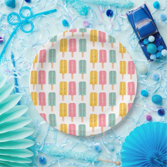 Assiettes En Carton Bâtonnets de glace d'été (Fête)
