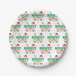 Assiettes En Carton Bâtons de hockey de Noël de hockey Santa Hat