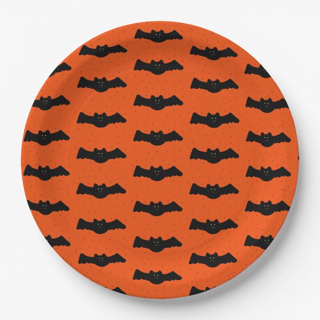 Assiettes En Carton Bats d'Halloween (Devant)