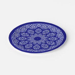 Assiettes En Carton Bazar de Boho, mélange et motif de cobalt de matc