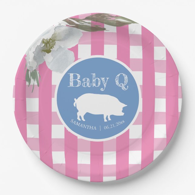 Assiettes En Carton BBQ Baby shower Aquarelle Plaque papier (Devant)