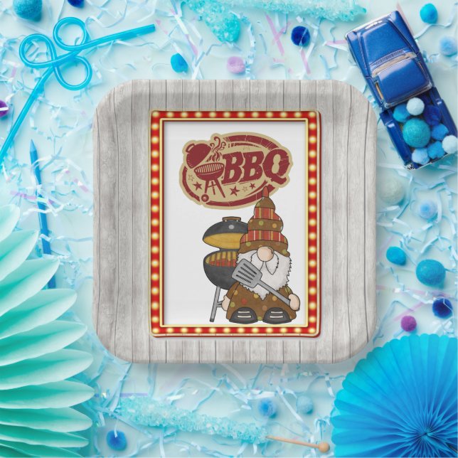 Assiettes En Carton BBQ rustique (Fête)