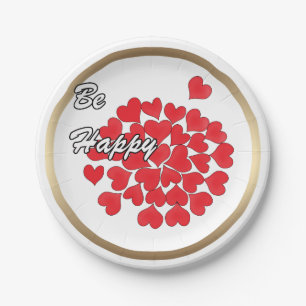 Assiettes En Carton Be happy, élégant, love, red heart