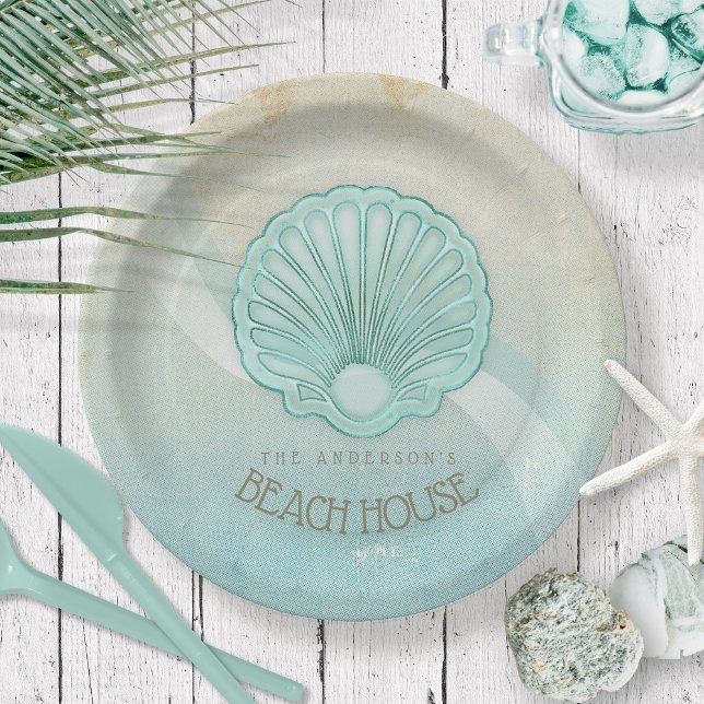 Assiettes En Carton Beach House Clam Shell Aqua Blue ID623 (Créateur téléchargé)