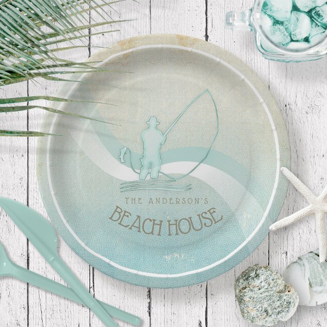 Assiettes En Carton Beach House Pêcheur nautique Aqua Blue ID623 (Créateur téléchargé)