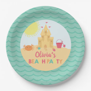 Assiettes En Carton Beach Party Summer Château de sable Anniversaire