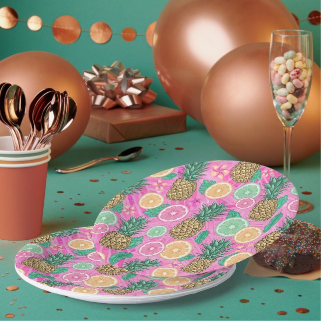 Assiettes En Carton Beach Summer Pattern  (Multi)