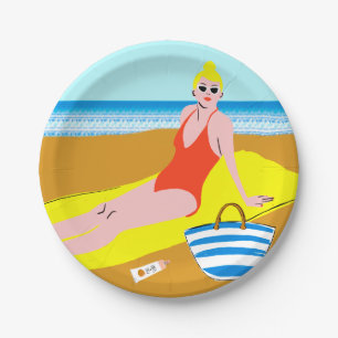 Assiettes En Carton Beachy Keen - Jaune