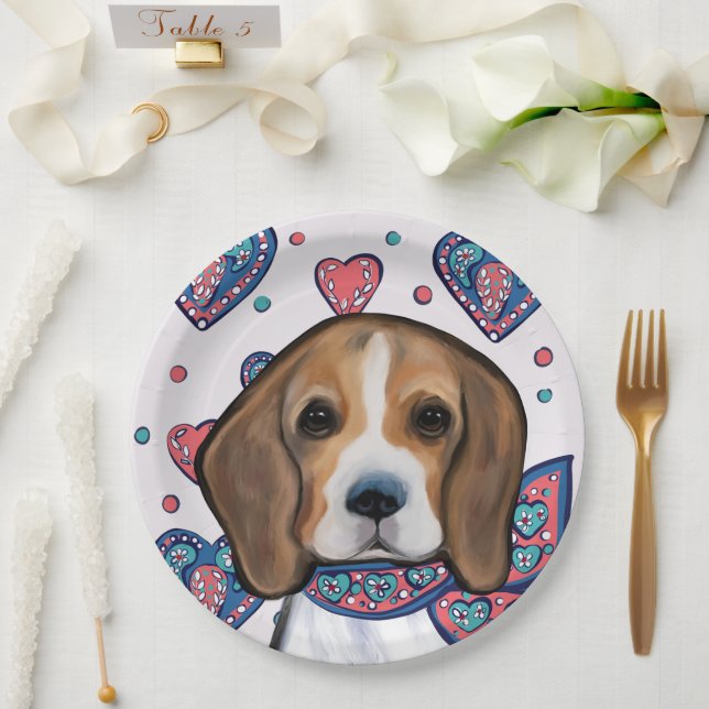 Assiettes En Carton Beagle (Mariage)