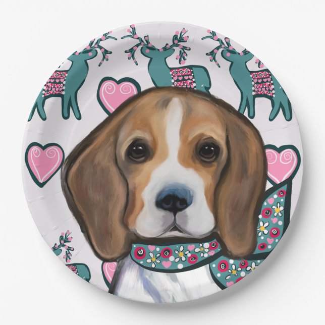 Assiettes En Carton Beagle        (Devant)