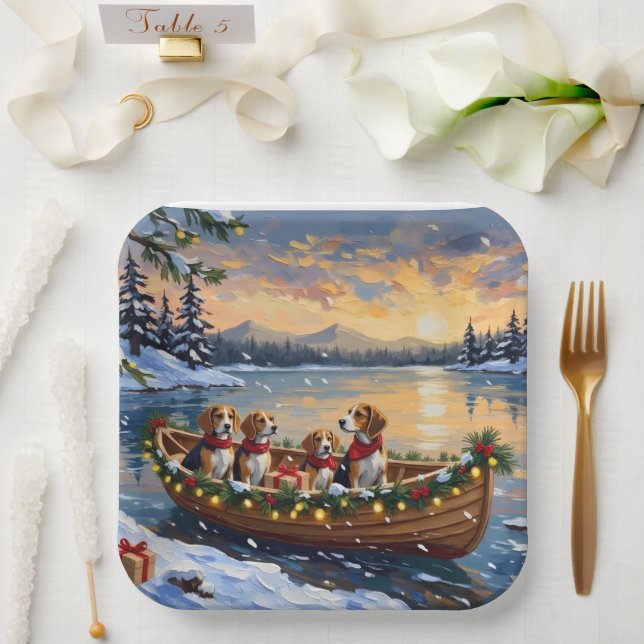Assiettes En Carton Beagle Christmas Boat Holiday (Mariage)