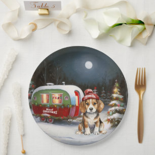 Assiettes En Carton Beagle d'hiver Caravan Christmas Adventure