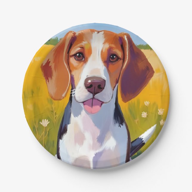 Assiettes En Carton Beagle Dog Watercolor Pet Painting (Devant)