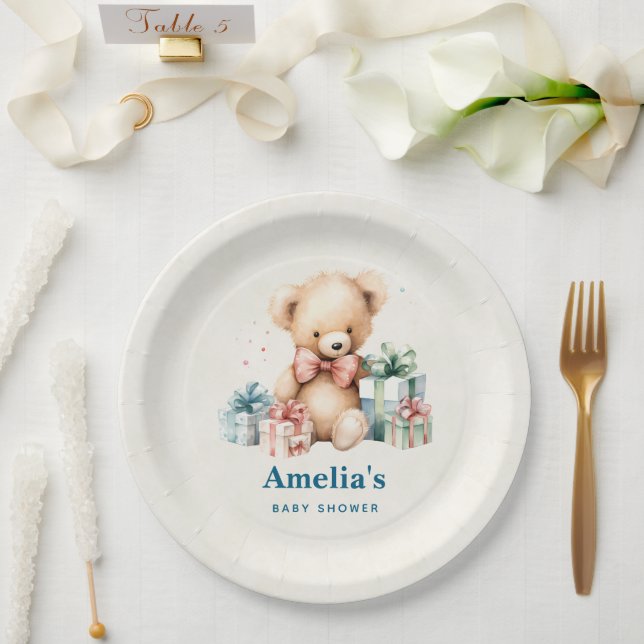 Assiettes En Carton Bear en peluche mignonne avec Baby shower présent (Mariage)