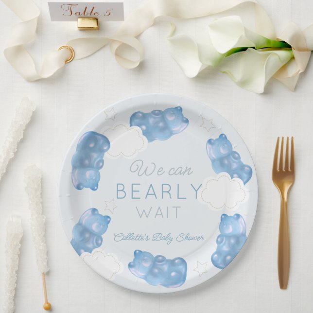 Assiettes En Carton Bearly Wait Blue Gummy Bear Boy Baby shower (Mariage)