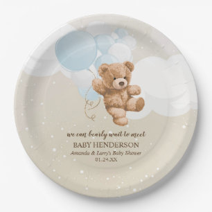 Assiettes En Carton Bearly Wait Dusty Blue Teddy Bear Napkins