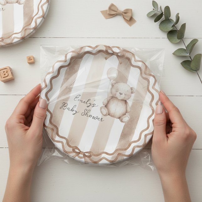 Assiettes En Carton Bearly Wait Neutral Teddy Baby Shower (Créateur téléchargé)