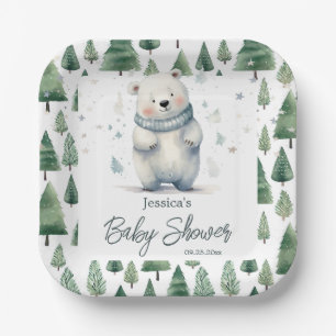 Assiettes En Carton Bearly Wait Teddy Bear Baby shower d'hiver