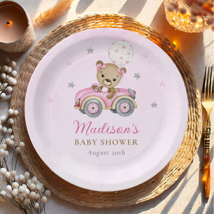 Assiettes En Carton Bearly Wait Teddy Ours Rose Girl Baby shower