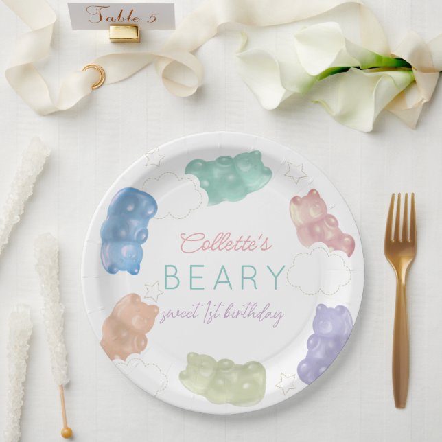 Assiettes En Carton Beary Sweet Pastel Gummy Ours Anniversaire (Mariage)