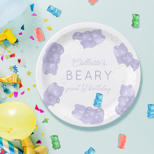 Assiettes En Carton Beary Sweet Purple Gummy Ours Anniversaire