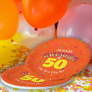 Assiettes En Carton BEAU 50E ANNIVERSAIRE D'Orange