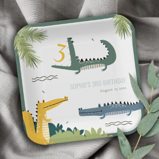 Assiettes En Carton Beau Alligator Chompe N'importe quel Anniversaire 