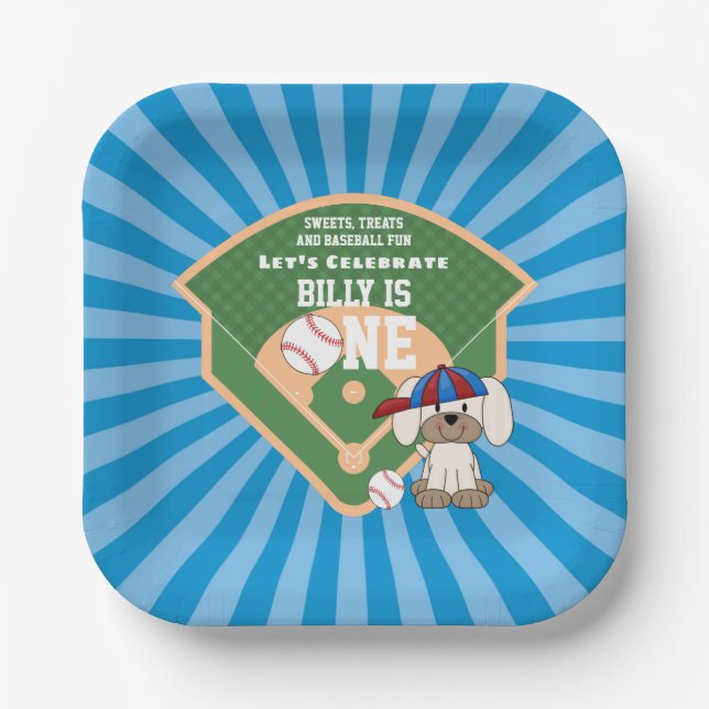 Assiettes En Carton Beau Baseball Amusant Chien Chien Chien Chien 1er  (Recto)