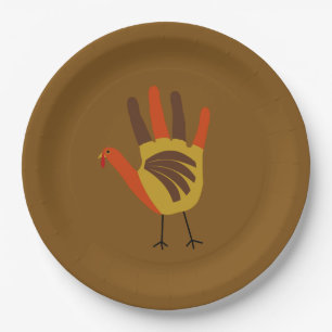 Assiettes En Carton Beau Bon thanksgiving main imprimé Turquie Gobble