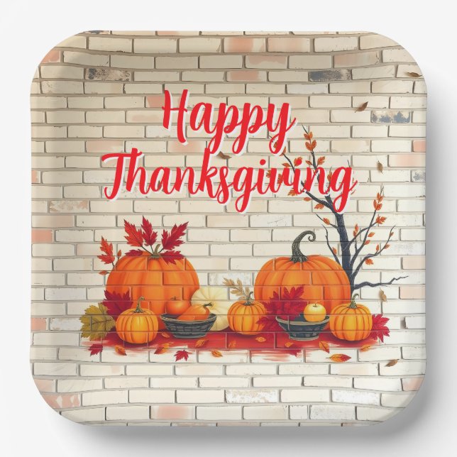 Assiettes En Carton Beau Bon thanksgiving moderne automne (Recto)