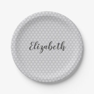 Assiettes En Carton Beau et vibrant Pois gris