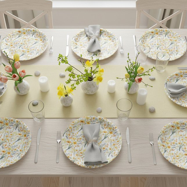 Assiettes En Carton Beau fleur sauvage de printemps jaune (Créateur téléchargé)