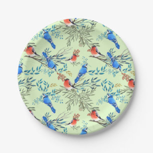 Assiettes En Carton Beau Motif d'aquarelle et de feuillage