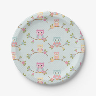 Assiettes En Carton Beau motif de hibou de bébé