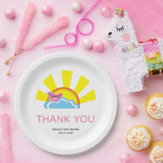 Assiettes En Carton Beau oiseau et Baby shower soleil Merci