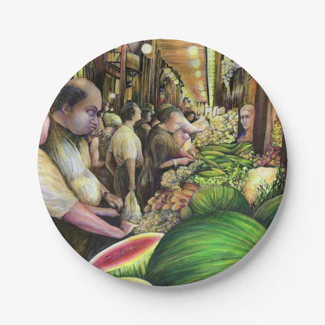 Assiettes En Carton Beaucoup d'hommes, beaucoup de melons, Budapest (Devant)