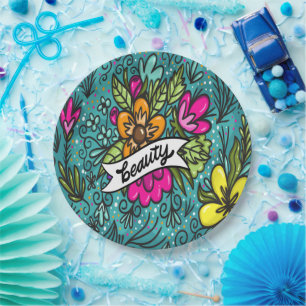 Assiettes En Carton Beauté de l'oreiller avec fleurs