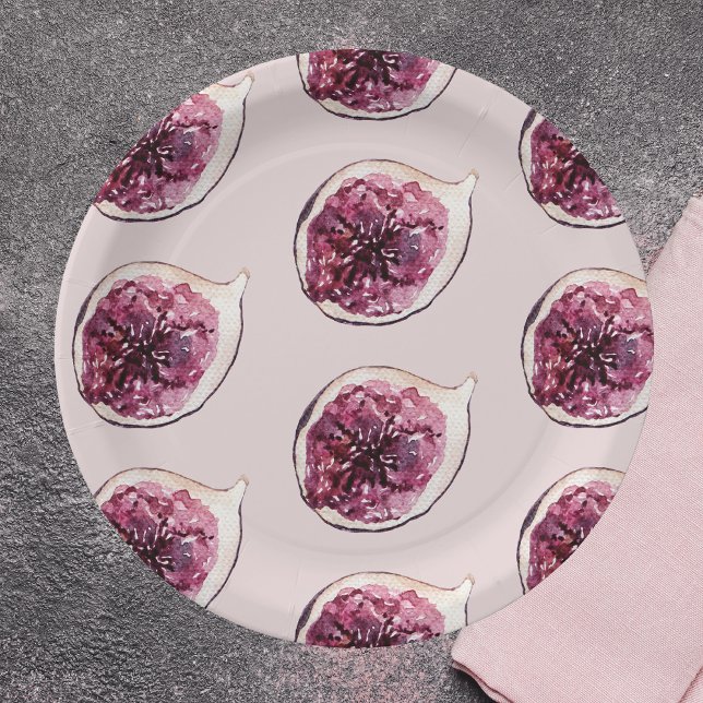 Assiettes En Carton Beauté moderne Pastel Purple Figs Motif (Créateur téléchargé)