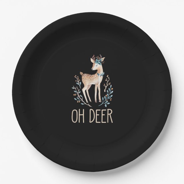 Assiettes En Carton Beautiful Funny Deer Oh Deer Modern Design  (Devant)