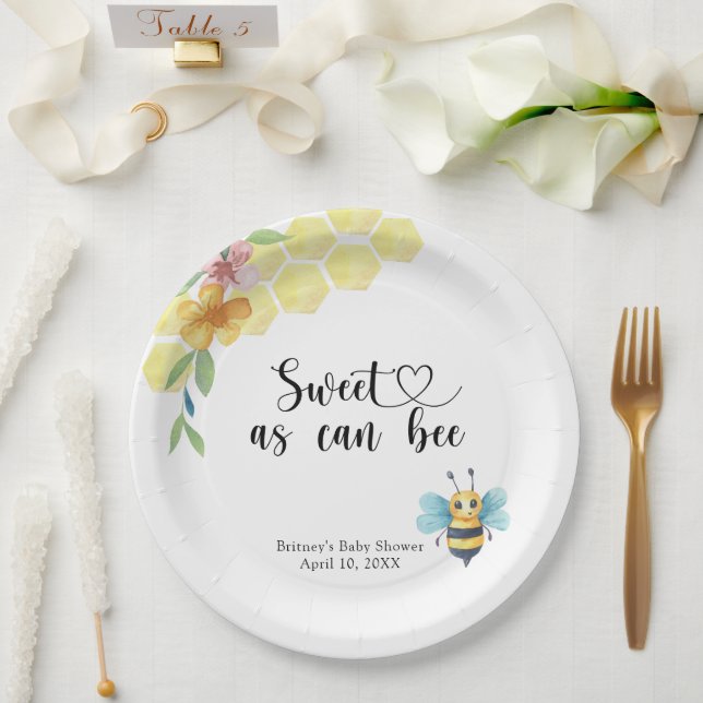 Assiettes En Carton Bébé Abeille - doux comme peut l'être une abeille (Mariage)