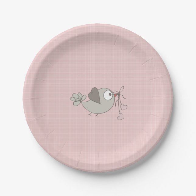 Assiettes En Carton Bébé adorable Oiseau | BABY SHOWER (Devant)