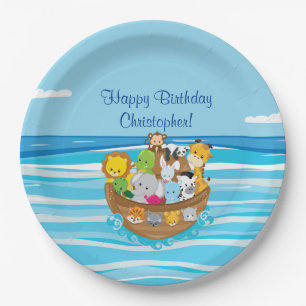 Assiettes En Carton Bébé Aniamls de l'arche   de Noé   personnalisé