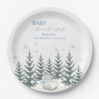 Assiettes En Carton Bébé aquarelle il fait froid dehors baby shower