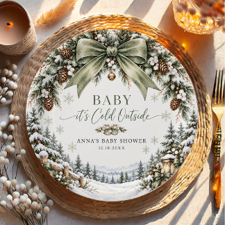 Assiettes En Carton Bébé Arc Vert Il Fait Froid Dehors Baby Shower