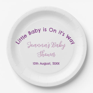 Assiettes En Carton bébé arrive prénom de baby shower rose