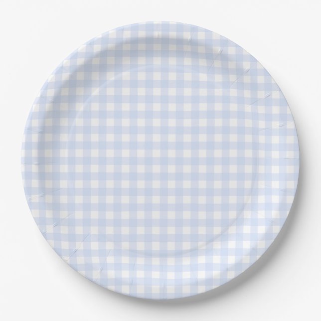 Assiettes En Carton Bébé Bleu En vichy Plaid (Devant)