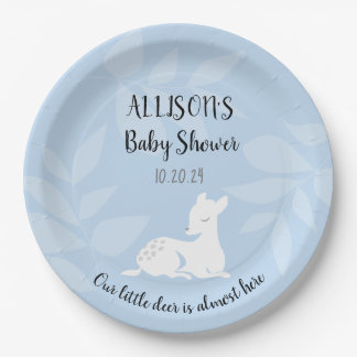 Assiettes En Carton Bébé BLUE Jardin Cerf Cher Invitation Baby shower