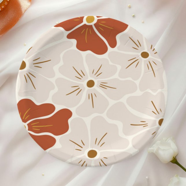 Assiettes En Carton Bébé Boho Super rétro en fleur (Créateur téléchargé)