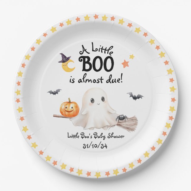 Assiettes En Carton Bébé Boo Cute Halloween Baby shower Plaque en papi (Devant)