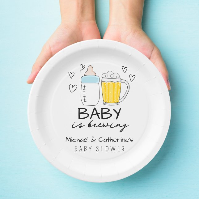 Assiettes En Carton Bébé Brûle Bouteille Bière Baby shower en verre (Créateur téléchargé)